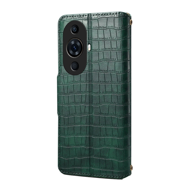 For Huawei nova 11 Pro Denior Crocodile Texture Oil Edge Leather Phone Case(Green) by Denior