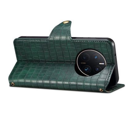 For Huawei Mate 50 Pro Denior Crocodile Texture Oil Edge Leather Phone Case(Green) by Denior