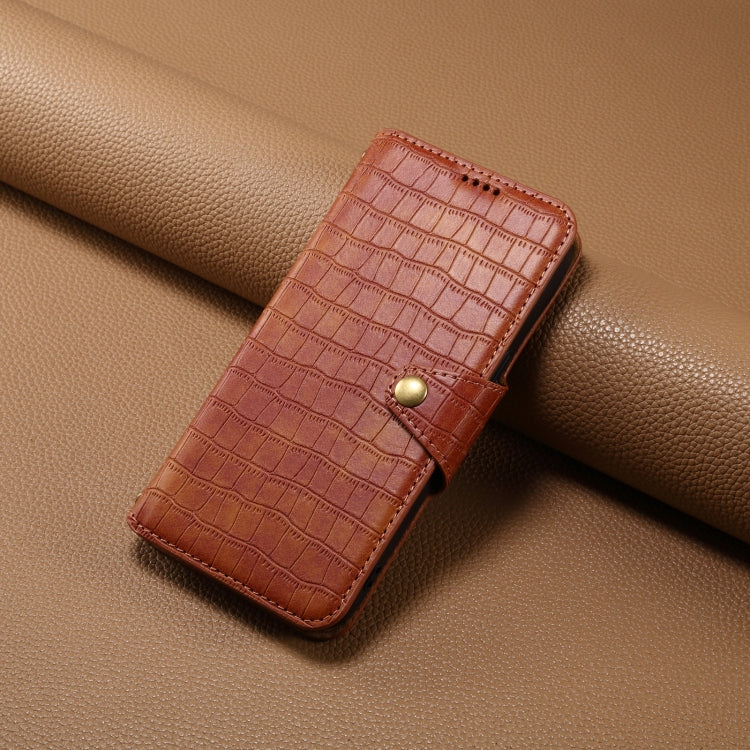 For Huawei Mate 50 Denior Crocodile Texture Oil Edge Leather Phone Case(Brown) by Denior