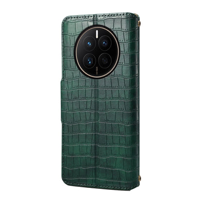 For Huawei Mate 50 Denior Crocodile Texture Oil Edge Leather Phone Case(Green) by Denior