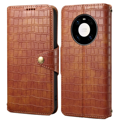 For Huawei Mate 40 Pro Denior Crocodile Texture Oil Edge Leather Phone Case(Brown) by Denior