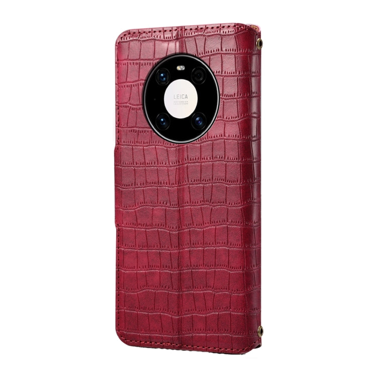 For Huawei Mate 40 Pro Denior Crocodile Texture Oil Edge Leather Phone Case(Rose Red) by Denior