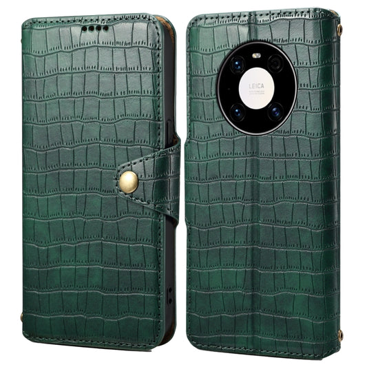 For Huawei Mate 40 Pro Denior Crocodile Texture Oil Edge Leather Phone Case(Green) by Denior