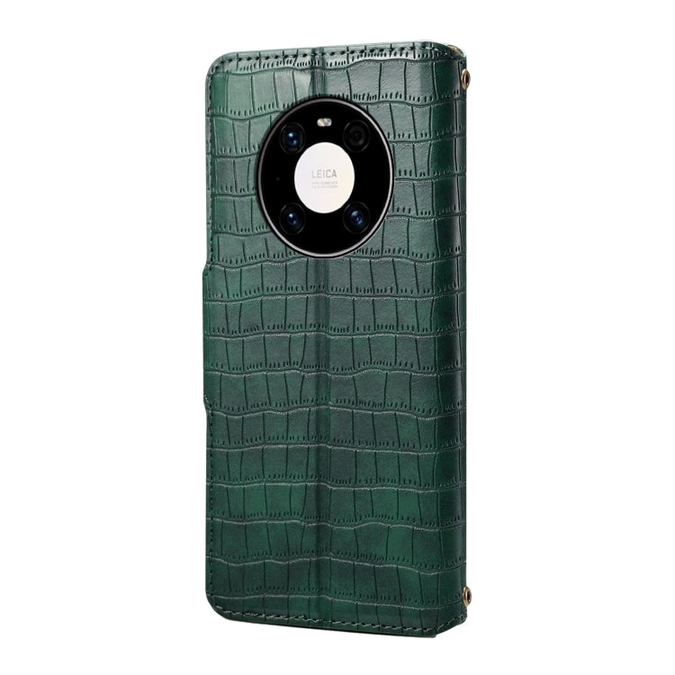 For Huawei Mate 40 Pro Denior Crocodile Texture Oil Edge Leather Phone Case(Green) by Denior