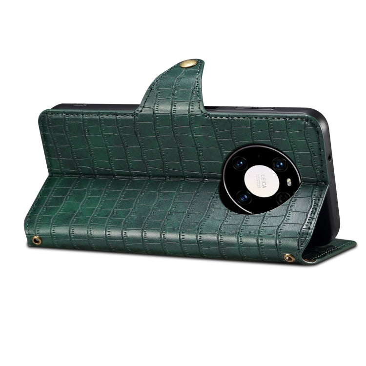 For Huawei Mate 40 Pro Denior Crocodile Texture Oil Edge Leather Phone Case(Green) by Denior