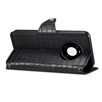 For Huawei Mate 40 Pro Denior Crocodile Texture Oil Edge Leather Phone Case(Black) by Denior