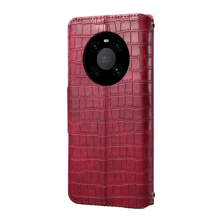 For Huawei Mate 40 Denior Crocodile Texture Oil Edge Leather Phone Case(Rose Red) by Denior