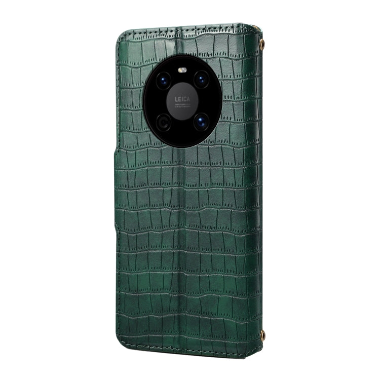 For Huawei Mate 40 Denior Crocodile Texture Oil Edge Leather Phone Case(Green) by Denior