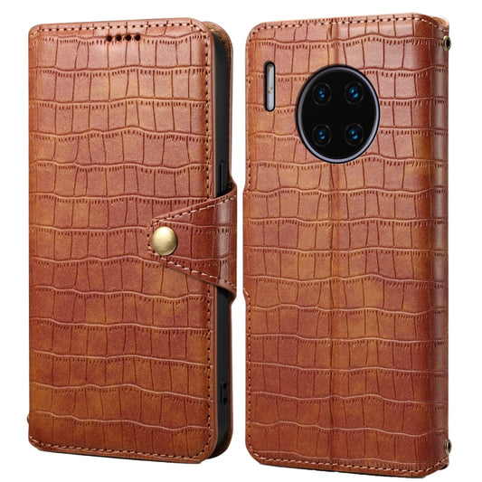 For Huawei Mate 30 Pro Denior Crocodile Texture Oil Edge Leather Phone Case(Brown) by Denior