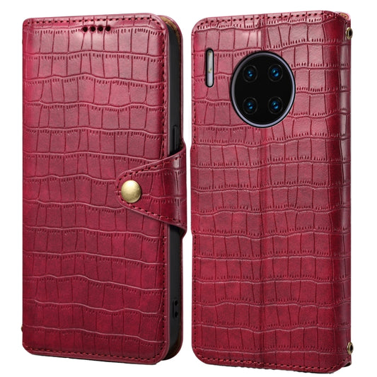 For Huawei Mate 30 Pro Denior Crocodile Texture Oil Edge Leather Phone Case(Rose Red) by Denior