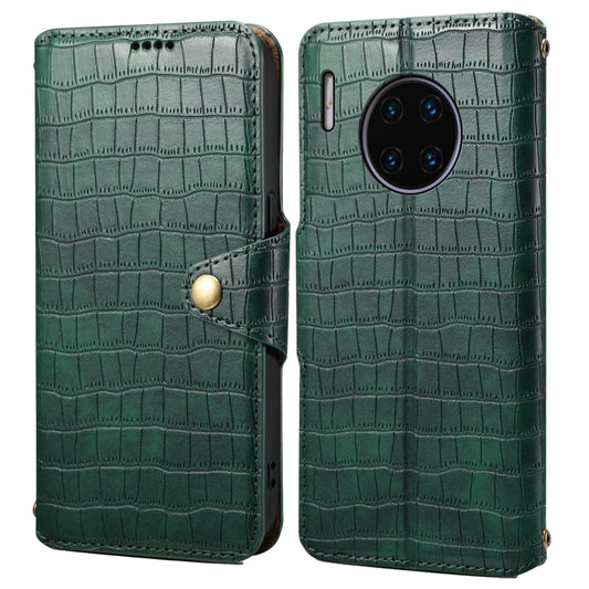 For Huawei Mate 30 Pro Denior Crocodile Texture Oil Edge Leather Phone Case(Green) by Denior
