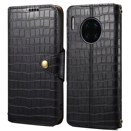 For Huawei Mate 30 Pro Denior Crocodile Texture Oil Edge Leather Phone Case(Black) by Denior