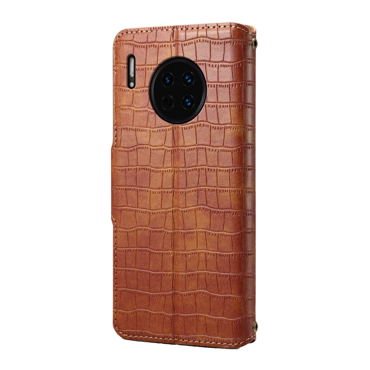 For Huawei Mate 30 Denior Crocodile Texture Oil Edge Leather Phone Case(Brown) by Denior