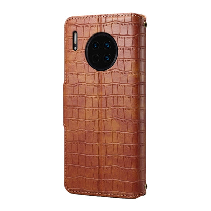 For Huawei Mate 30 Denior Crocodile Texture Oil Edge Leather Phone Case(Brown) by Denior
