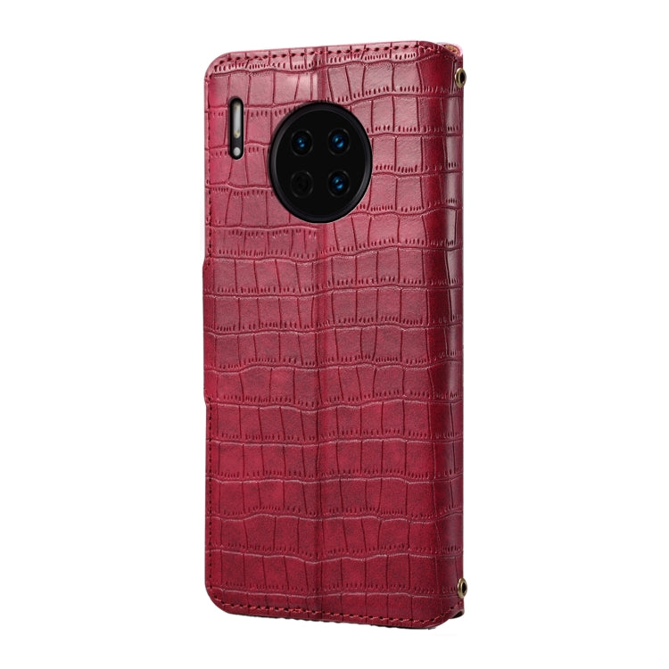 For Huawei Mate 30 Denior Crocodile Texture Oil Edge Leather Phone Case(Rose Red) by Denior