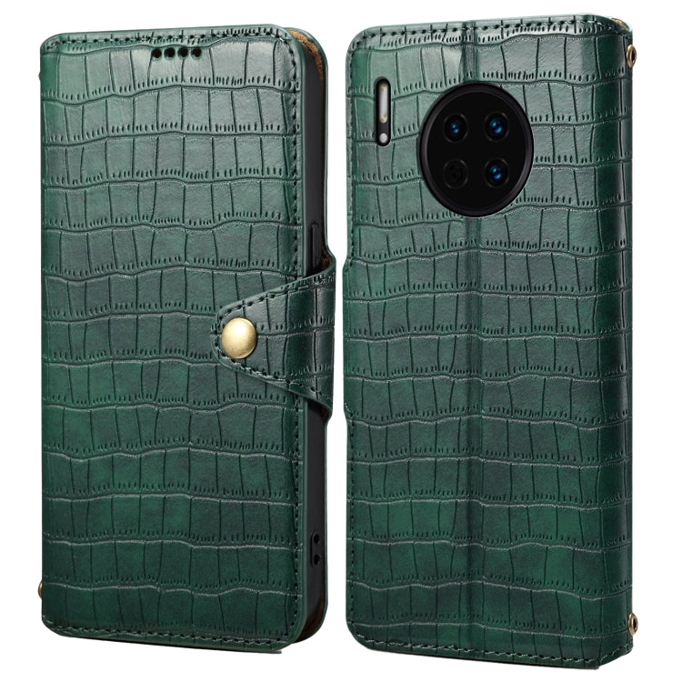 For Huawei Mate 30 Denior Crocodile Texture Oil Edge Leather Phone Case(Green) by Denior