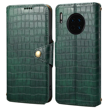 For Huawei Mate 30 Denior Crocodile Texture Oil Edge Leather Phone Case(Green) by Denior
