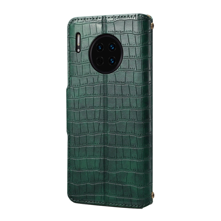 For Huawei Mate 30 Denior Crocodile Texture Oil Edge Leather Phone Case(Green) by Denior