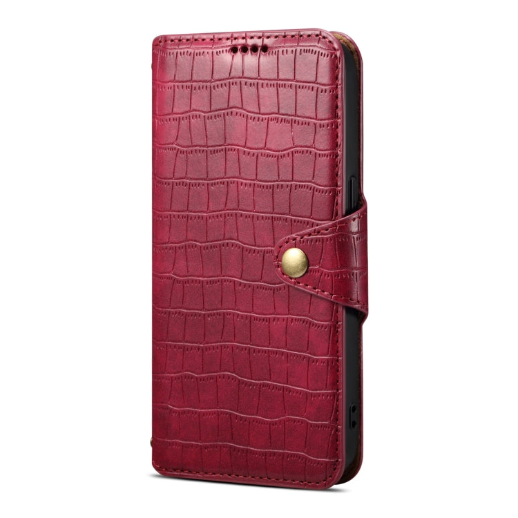 For Google Pixel 6 Denior Crocodile Texture Oil Edge Leather Phone Case(Rose Red) by Denior