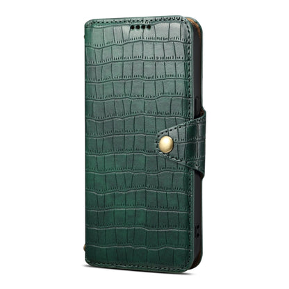 For Google Pixel 6 Denior Crocodile Texture Oil Edge Leather Phone Case(Green) by Denior