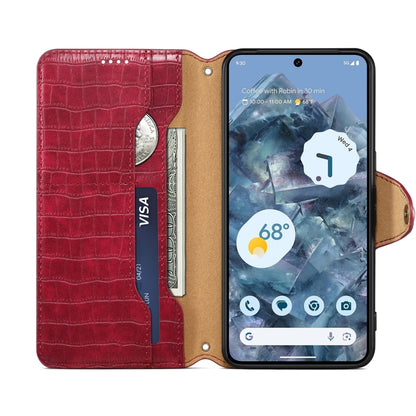 For Google Pixel 6 Pro Denior Crocodile Texture Oil Edge Leather Phone Case(Rose Red) by Denior
