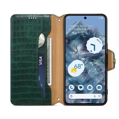 For Google Pixel 6 Pro Denior Crocodile Texture Oil Edge Leather Phone Case(Green) by Denior