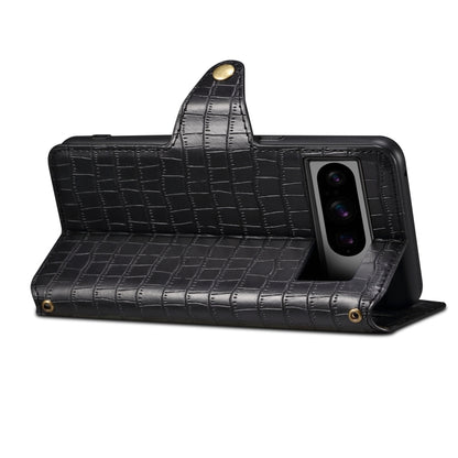 For Google Pixel 6 Pro Denior Crocodile Texture Oil Edge Leather Phone Case(Black) by Denior