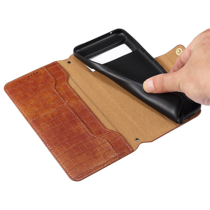 For Google Pixel 8 Pro Denior Crocodile Texture Oil Edge Leather Phone Case(Green) by Denior