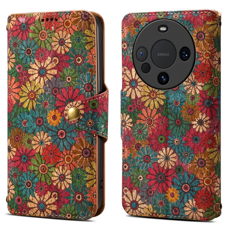 For Huawei Mate 60 Pro / Mate 60 Pro+ Denior Flower Language Series Cork Fabric Oil Edge Leather Phone Case(Spring) by Denior
