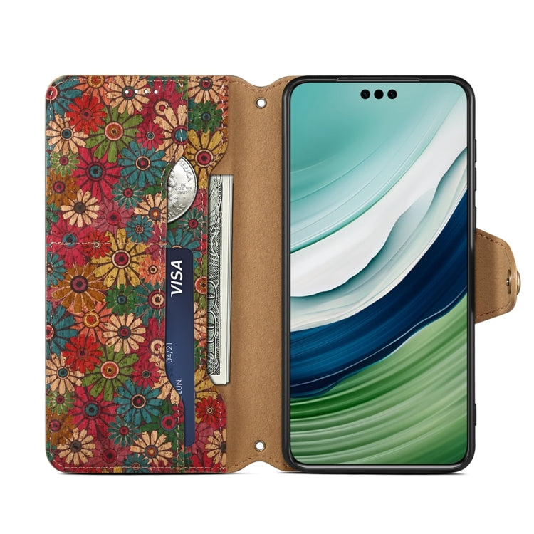 For Huawei Mate 60 Pro / Mate 60 Pro+ Denior Flower Language Series Cork Fabric Oil Edge Leather Phone Case(Spring) by Denior