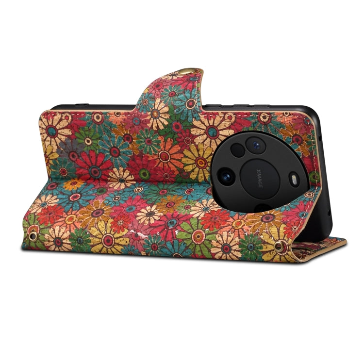 For Huawei Mate 60 Pro / Mate 60 Pro+ Denior Flower Language Series Cork Fabric Oil Edge Leather Phone Case(Spring) by Denior