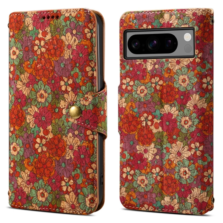 For Google Pixel 8 Pro Denior Flower Language Series Cork Fabric Oil Edge Leather Phone Case(Summer) by Denior