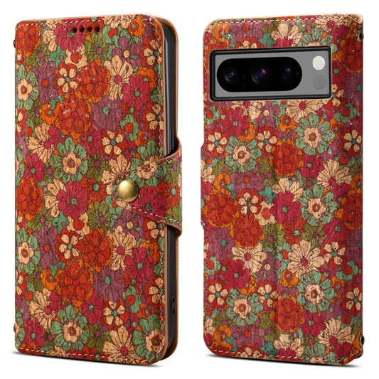 For Google Pixel 8 Pro Denior Flower Language Series Cork Fabric Oil Edge Leather Phone Case(Summer) by Denior