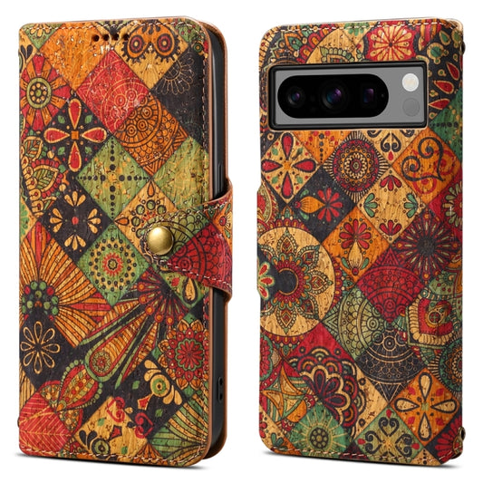 For Google Pixel 8 Pro Denior Flower Language Series Cork Fabric Oil Edge Leather Phone Case(Autumn) by Denior