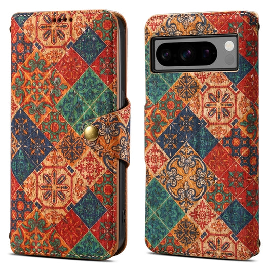 For Google Pixel 8 Pro Denior Flower Language Series Cork Fabric Oil Edge Leather Phone Case(Winter) by Denior