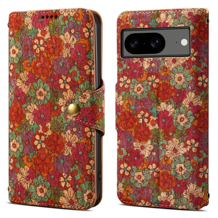 For Google Pixel 8 Denior Flower Language Series Cork Fabric Oil Edge Leather Phone Case(Summer) by Denior