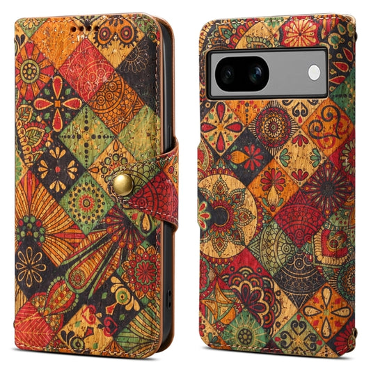 For Google Pixel 7a Denior Flower Language Series Cork Fabric Oil Edge Leather Phone Case(Autumn) by Denior