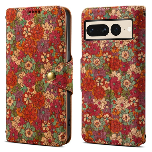 For Google Pixel 7 Pro Denior Flower Language Series Cork Fabric Oil Edge Leather Phone Case(Summer) by Denior