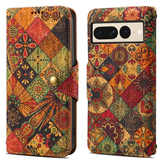 For Google Pixel 7 Pro Denior Flower Language Series Cork Fabric Oil Edge Leather Phone Case(Autumn) by Denior