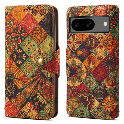 For Google Pixel 7 Denior Flower Language Series Cork Fabric Oil Edge Leather Phone Case(Summer) by Denior