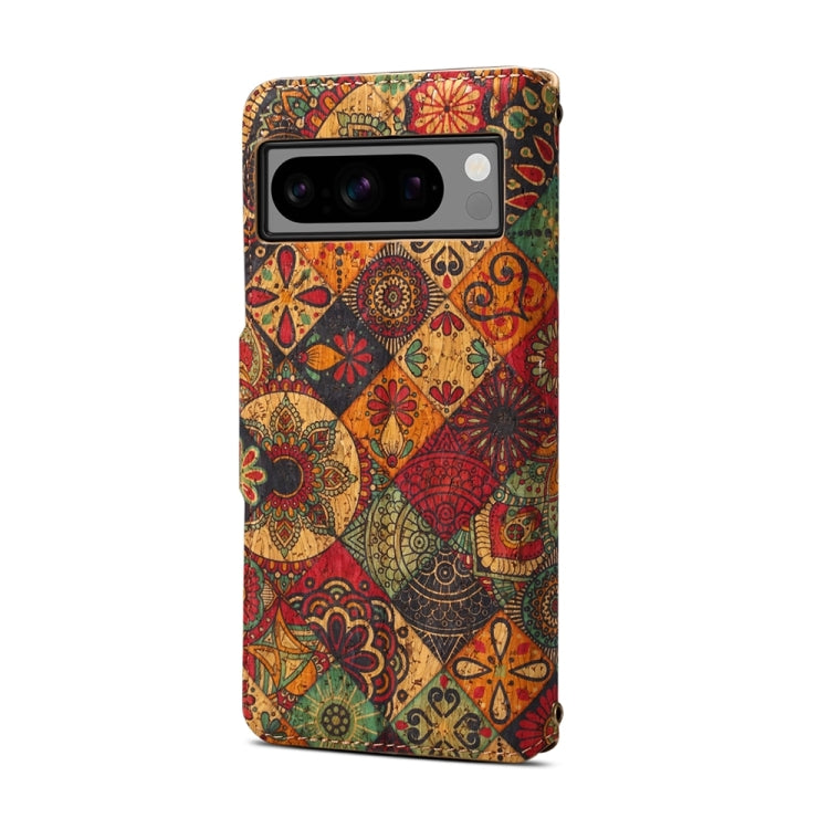 For Google Pixel 7 Denior Flower Language Series Cork Fabric Oil Edge Leather Phone Case(Summer) by Denior