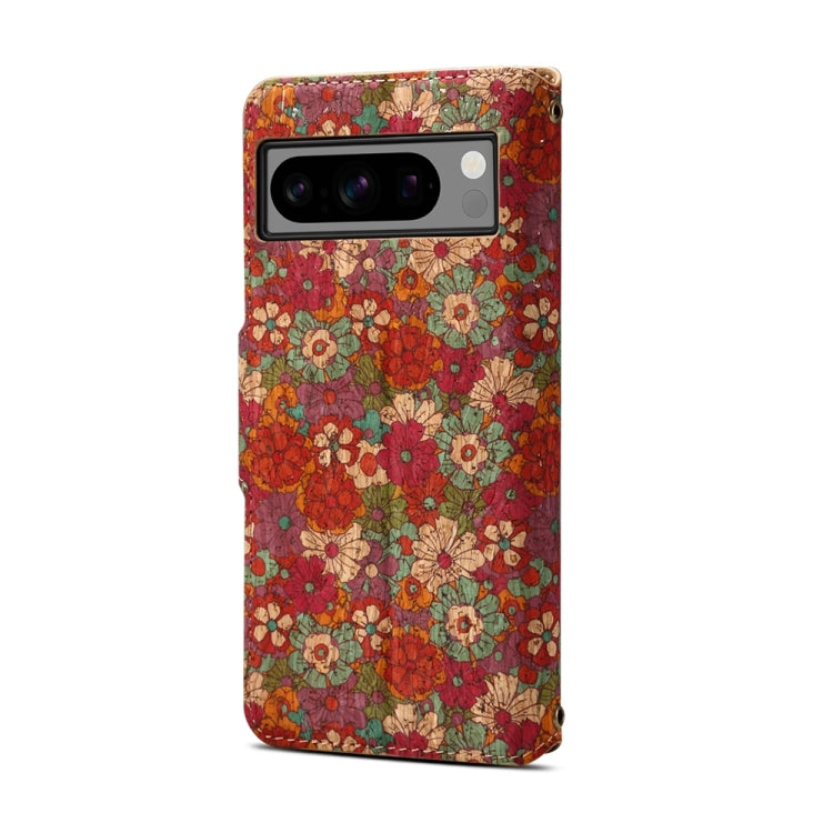 For Google Pixel 6a Denior Flower Language Series Cork Fabric Oil Edge Leather Phone Case(Summer) by Denior