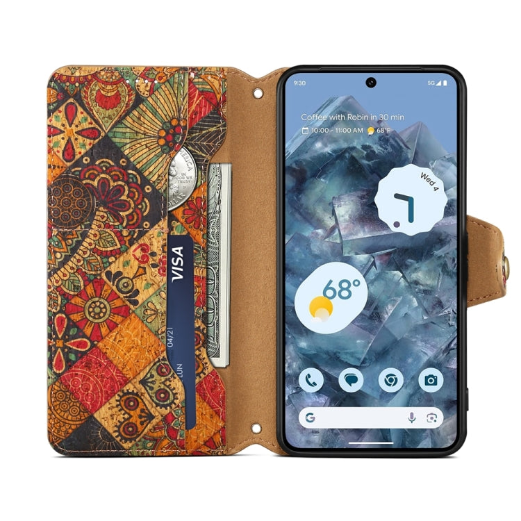 For Google Pixel 6 Pro Denior Flower Language Series Cork Fabric Oil Edge Leather Phone Case(Autumn) by Denior