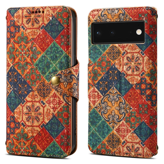 For Google Pixel 6 Denior Flower Language Series Cork Fabric Oil Edge Leather Phone Case(Winter) by Denior