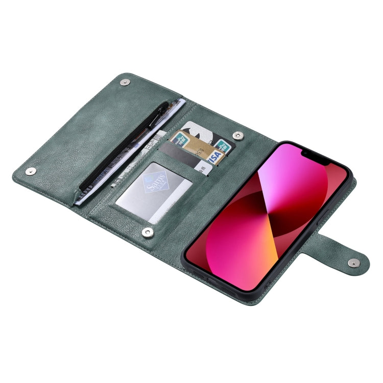 For iPhone 13 ViLi GV Series MagSafe Magnetic Zipper Leather Phone Case(Green) by ViLi