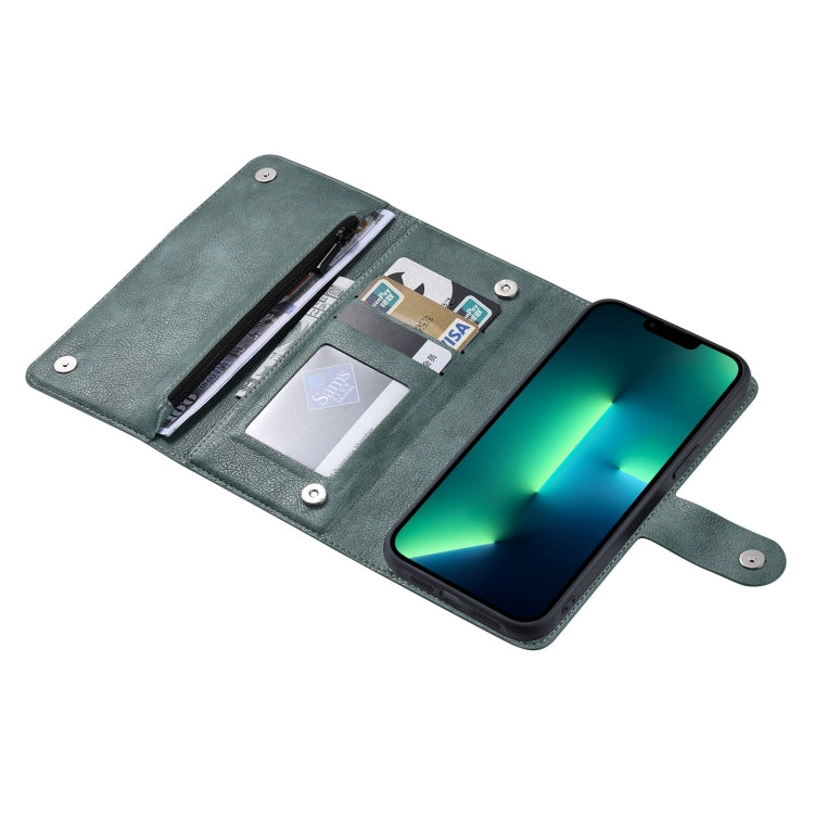 For iPhone 13 Pro Max ViLi GV Series MagSafe Magnetic Zipper Leather Phone Case(Green) by ViLi