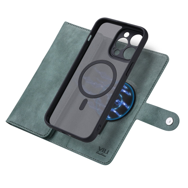 For iPhone 14 Pro ViLi GV Series MagSafe Magnetic Zipper Leather Phone Case(Green) by ViLi