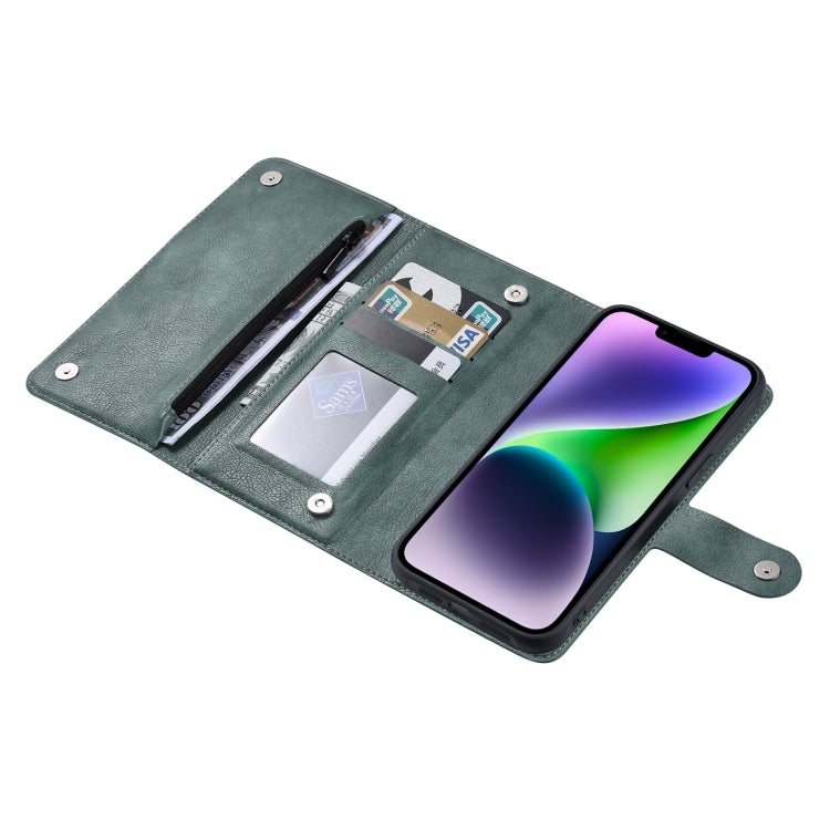 For iPhone 14 Plus ViLi GV Series MagSafe Magnetic Zipper Leather Phone Case(Green) by ViLi