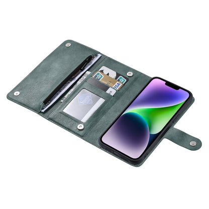 For iPhone 14 ViLi GV Series MagSafe Magnetic Zipper Leather Phone Case(Green) by ViLi