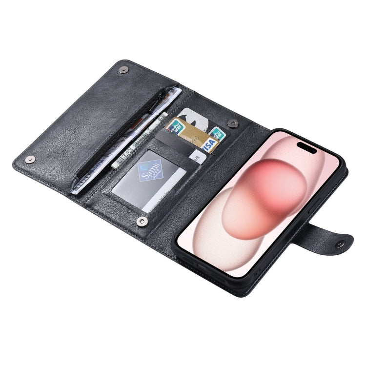 For iPhone 15 Plus ViLi GV Series MagSafe Magnetic Zipper Leather Phone Case(Black) by ViLi